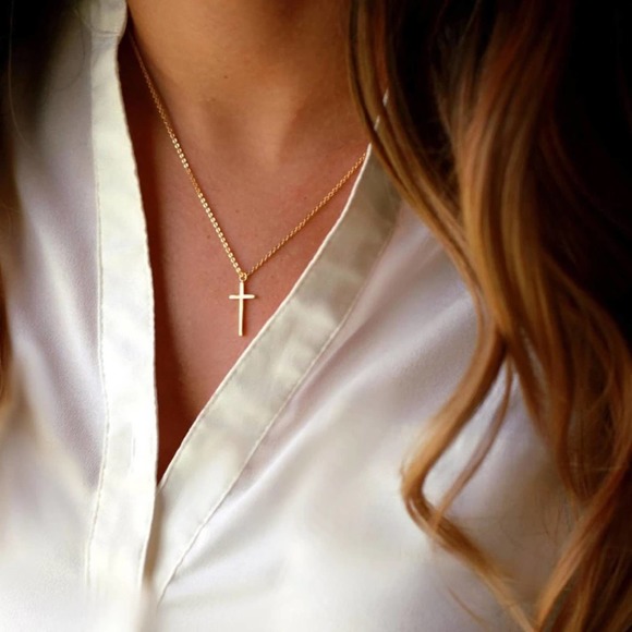 NEW 18K yellow gold filled cross religious pendant chain necklace jewelry - Picture 2 of 6